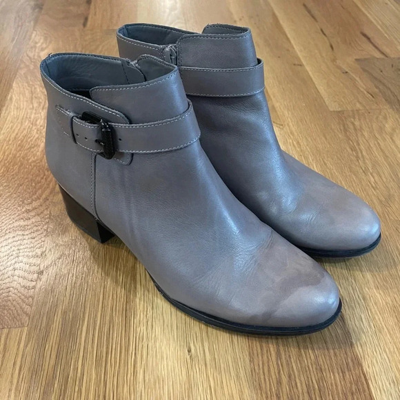 Naturalizer Dora Modern Grey Leather Ankle Boots Size 9.5 - Picture 3 of 14